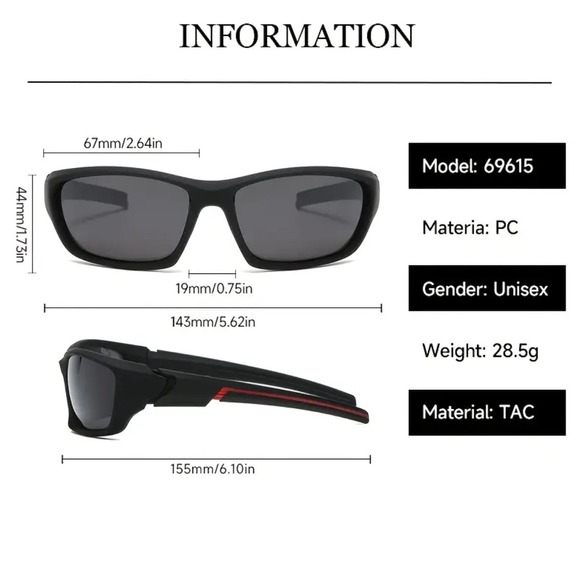 Women Sport Polarized Sunglasses Matte Black Red Accent Performance Safety 2026 - Picture 8 of 10